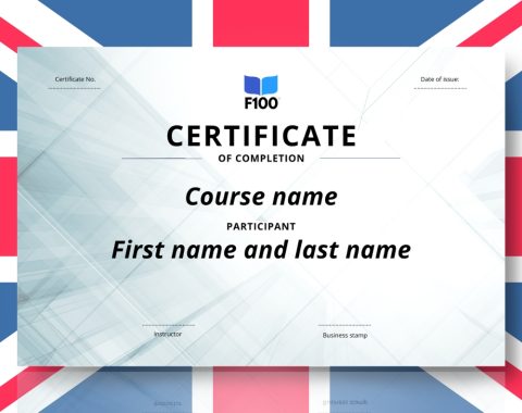 Certificaatsjabloon f100 onlinecursussen in het Engels