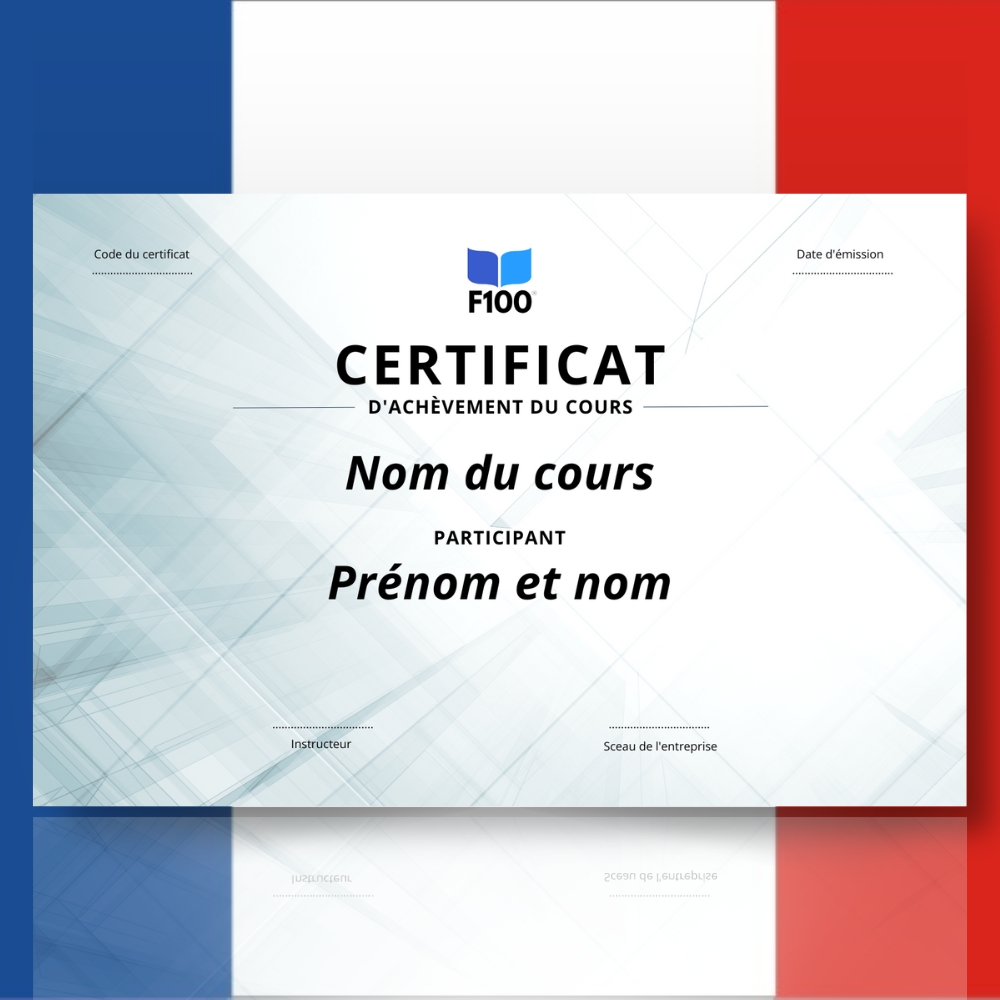 Certificaatsjabloon f100 onlinecursussen in het Frans