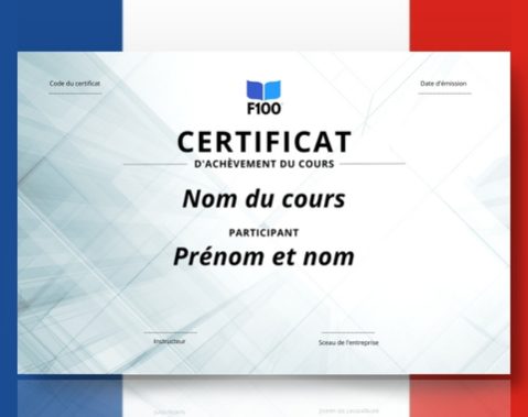Certificaatsjabloon f100 onlinecursussen in het Frans_s