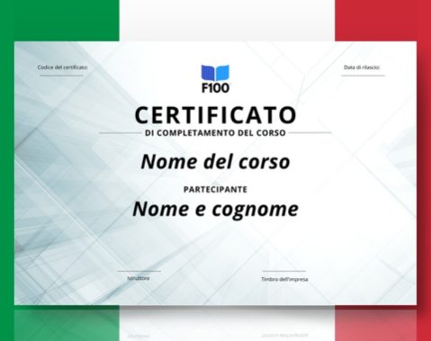 Certificaatsjabloon f100 onlinecursussen in het Italiaans_s