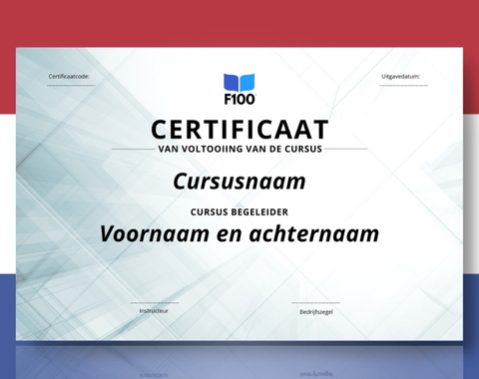 Certificaatsjabloon f100 onlinecursussen in het Nederlands_s