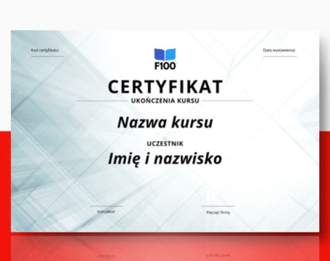 Certificaatsjabloon f100 onlinecursussen in het Pools_s
