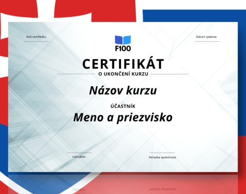 Certificaatsjabloon f100 onlinecursussen in het Slowaaks