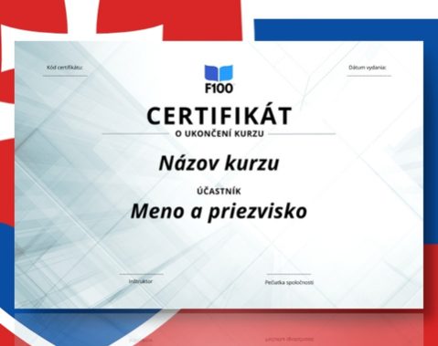 Certificaatsjabloon f100 onlinecursussen in het Slowaaks_s