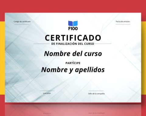 Certificaatsjabloon f100 onlinecursussen in het Spaans