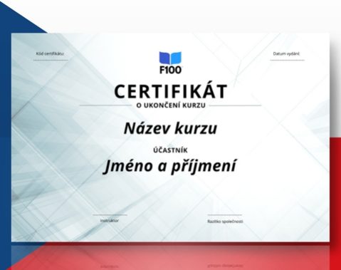 Certificaatsjabloon f100 onlinecursussen in het Tsjechisch_s